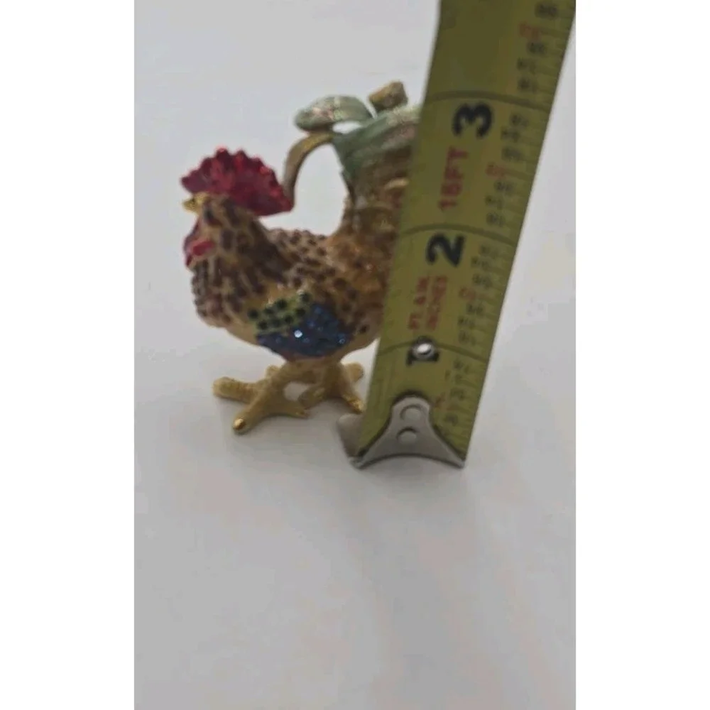 Leonardo Collection Jeweled Rooster Trinket Box Rhinestone Figurine Vintage